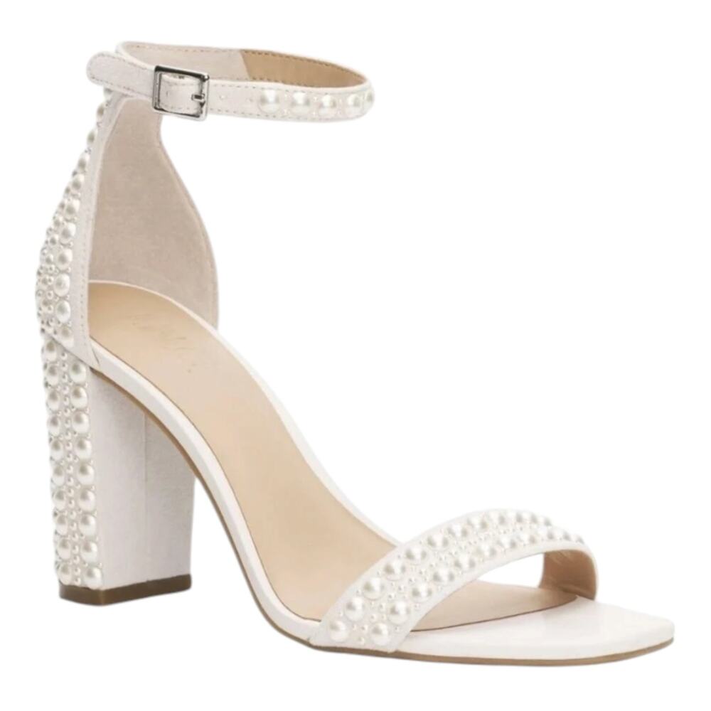 INC Women's Lexini Two Piece Block Heel Sandals Pearl Size 12